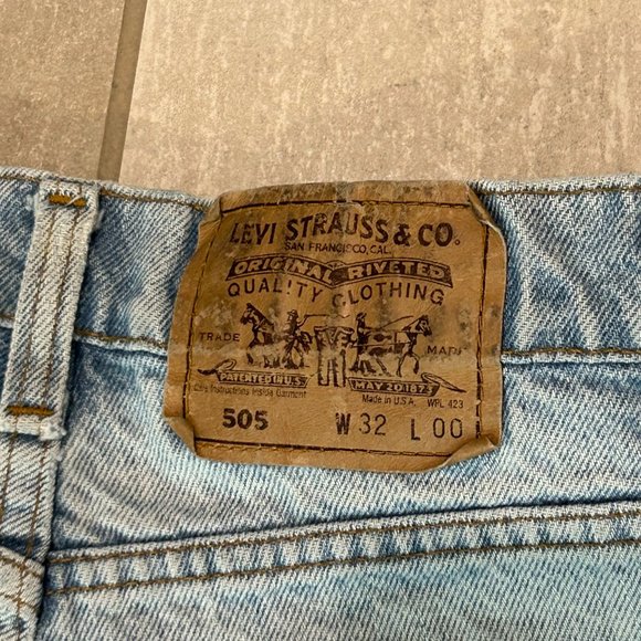 Levi's 505 High Rise Denim Shorts Distressed Light Blue Cuttoffs - Picture 4 of 6